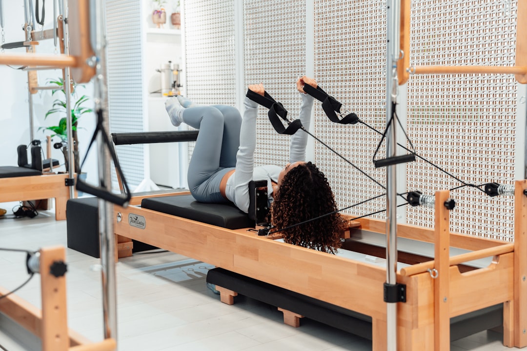 Core work on a mat in a bright studio