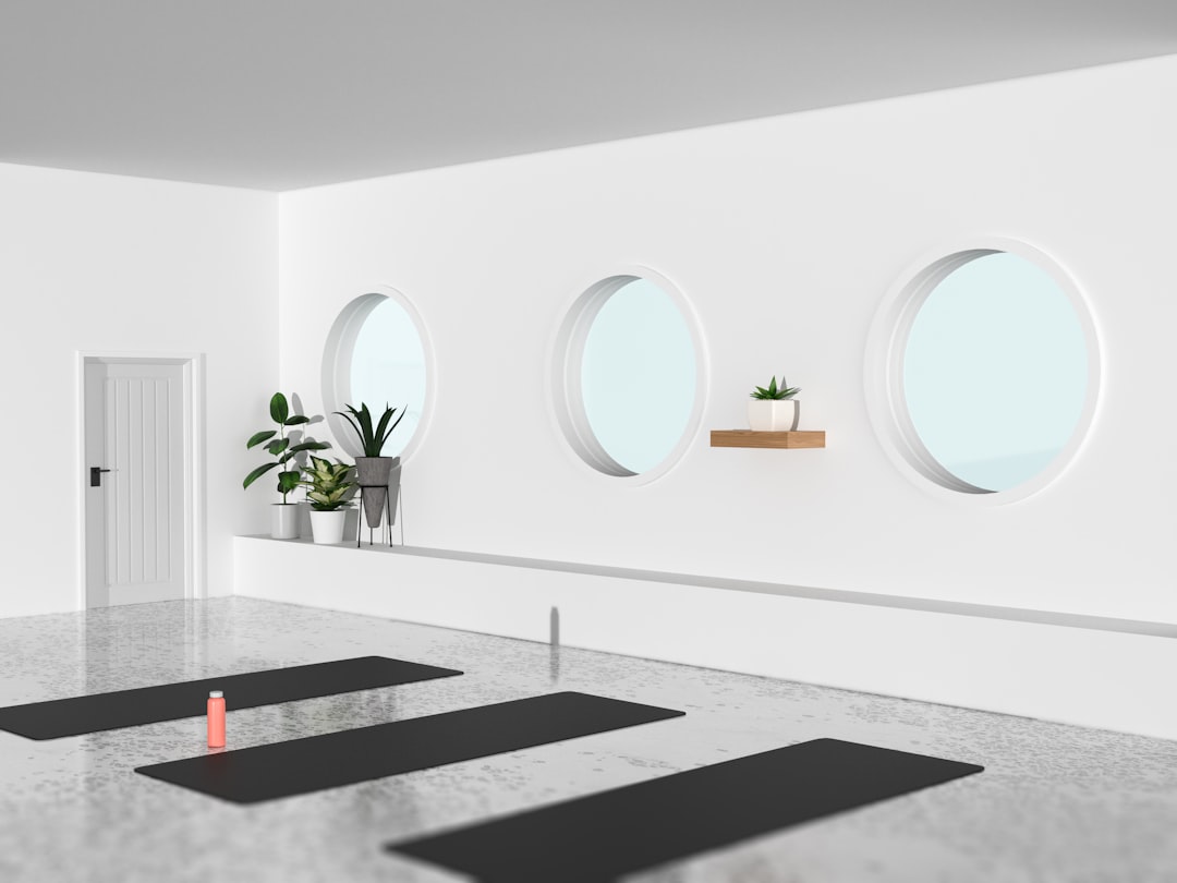 A bright, sunlit yoga studio